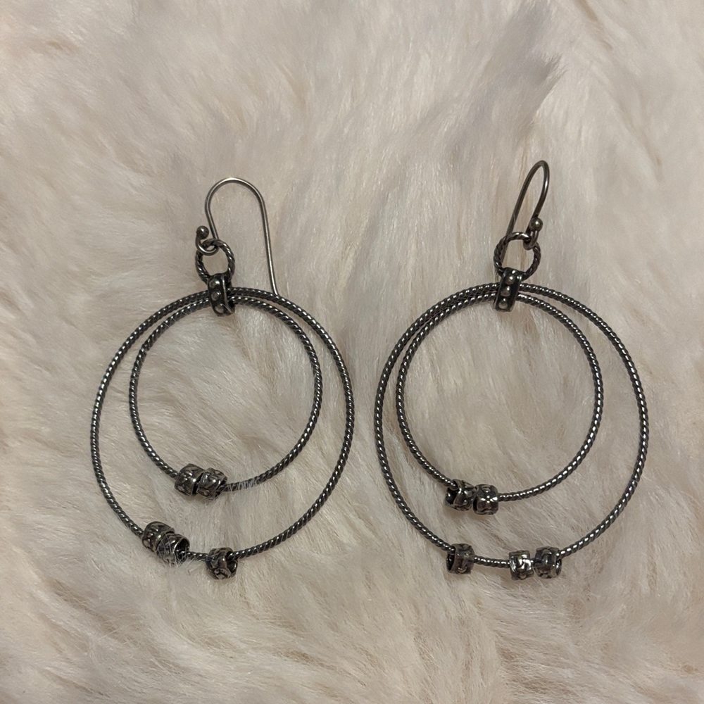 Silpada Sterling Silver-Tone Double Hoop Dangle Earrings